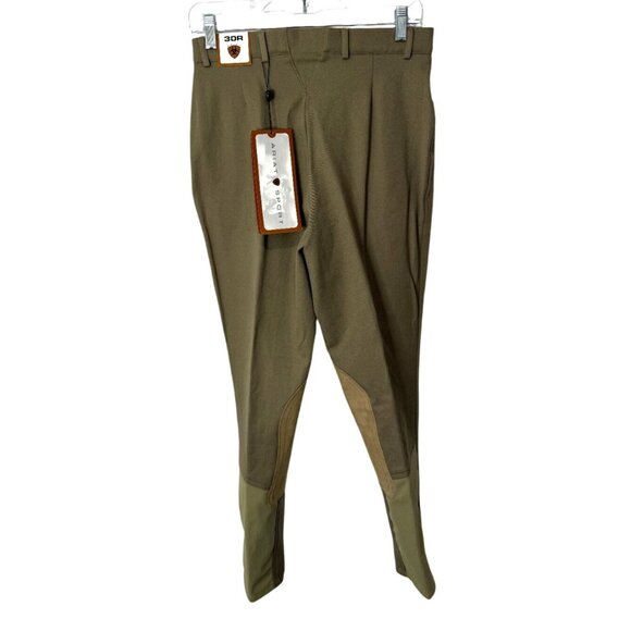 Ariat Sport Khaki Equestrian Breeches Riding Pants Knee-Patch Womens Size 30 NEW - Picture 2 of 10